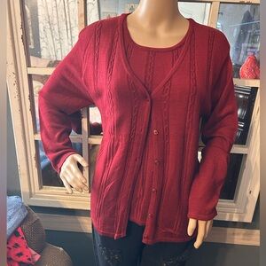 Vintage grandma red cardigan shirt